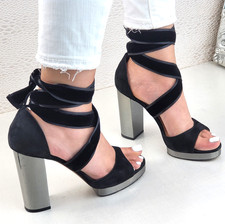 Valentino Garavani Black Velvet Platform Sandals Heels EU 37.5 UK 4.5 WAS £995