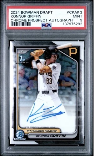 🔥Konnor Griffin - 2024 Bowman Draft - Chrome Prospect Autographs  #CPA-KG PSA 9