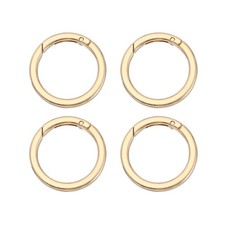 Spring O Rings 4Pcs 1.6 Inch Metal Round Keychain Flat Trigger Light Gold