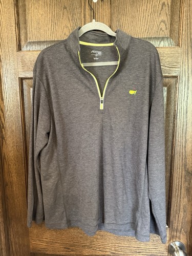 Masters Tech Augusta National Quarter Zip Pullover Gray Yellow Men’s Large Golf