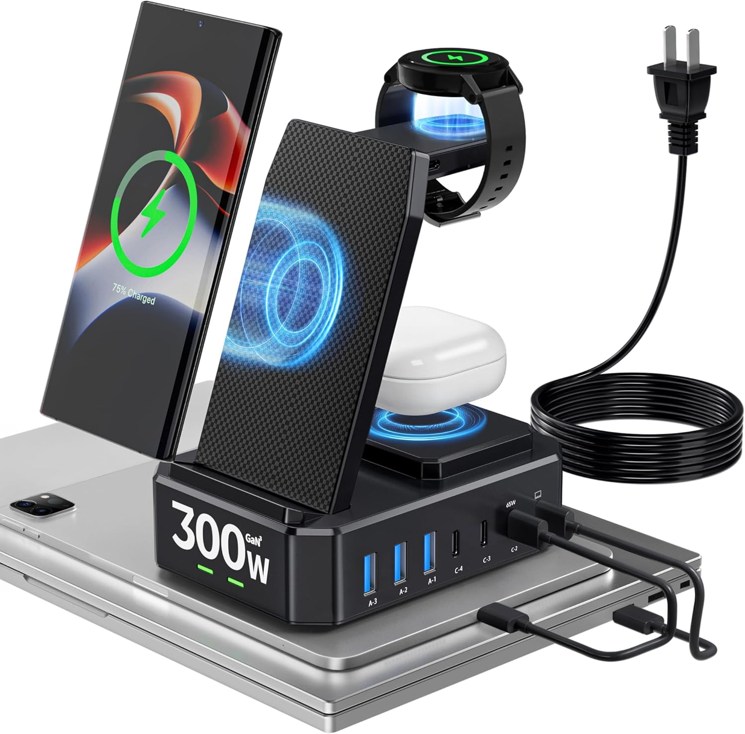 300W 10-in-1 Wireless Charging Station for Samsung with 65W USB-C Fast Charging-image