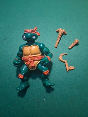 Playmates 1991 TMNT Storage Shell Michelangelo w/ accessories (near complete)