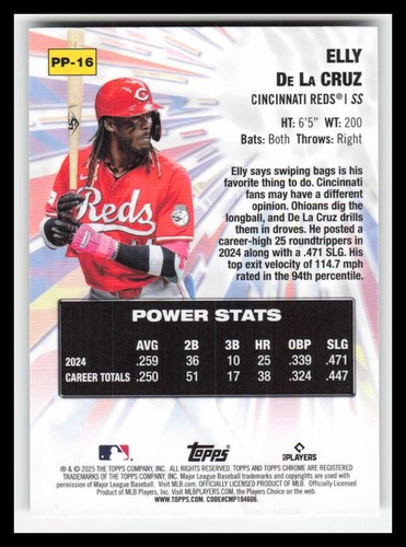 2025 Topps Chrome Power Players #PP16 Elly De La Cruz - Bild 2 von 2