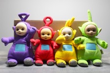 Vintage 1998 Playskool Teletubbies Plush Lot 4 Talking Tinky Winky Dipsy Laa-Laa