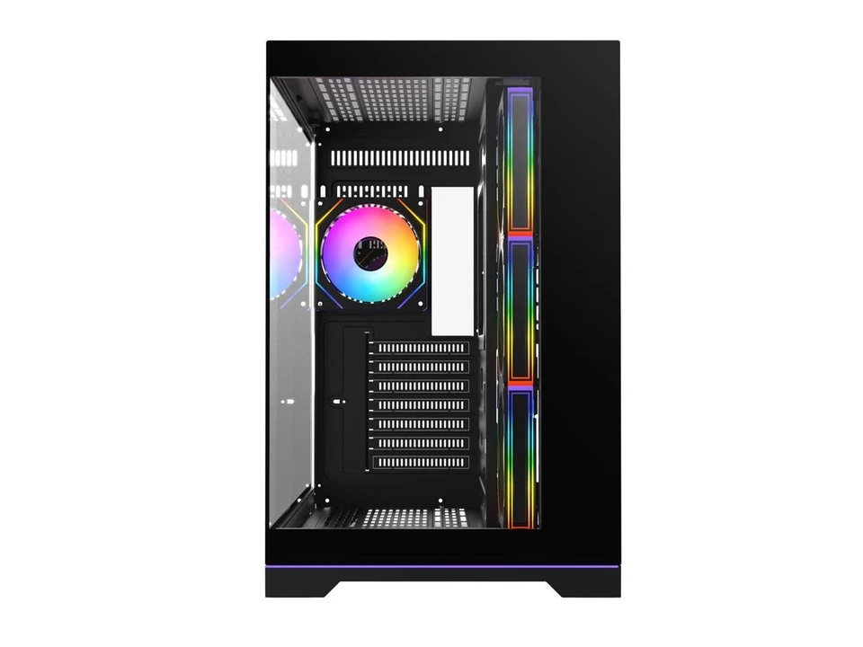 DIYPC ARGB-DC200-BK Black USB3.0 Tempered Glass ATX Dual Chamber Gaming Computer - Image 3 of 4