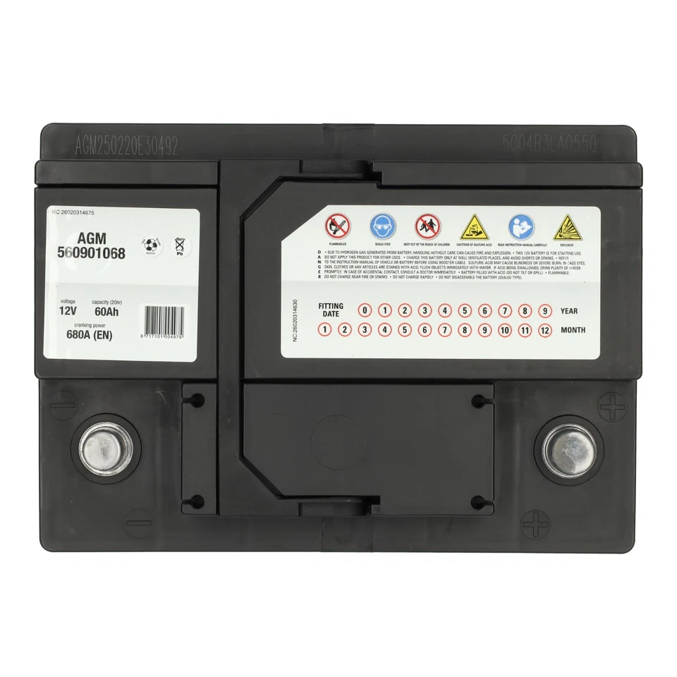 Car 027AGM Battery 560901068 60Ah 680A Fits Mitsubishi I Ha 0.7 Ha1W 2007-2013 - Image 3 of 4