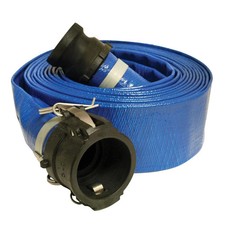 Apache Hose 2 Inch X 25 Ft. Blue Pvc Lay Flat Discharge Hose With Poly Cam Lock