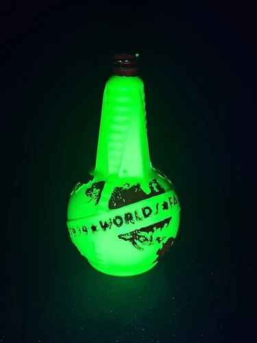 Vintage Art Deco 1939 World's Fair Uranium Milk Glass Vinegar Bottle Uranium Glo