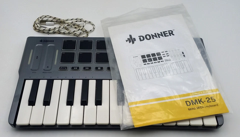 DONNER SpacLine DMK 25 Midi USB tastiera portatile 25 tasti 8 drum pad - Immagine 3 di 4