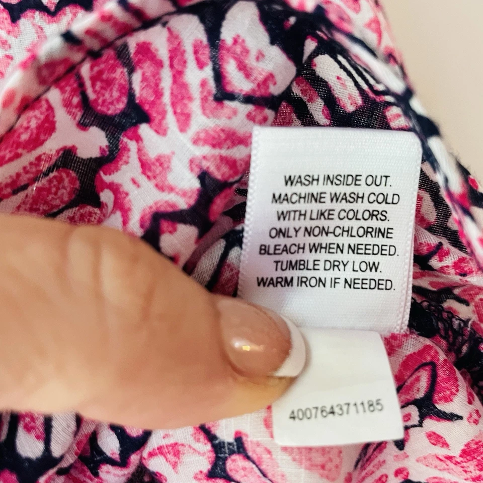 Croft & Barrow Mujer’s Abotonada 1X Rosa Negro Estampado Ligero Relajado Artístico Foto 4 de 4