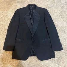 Vintage Christian Dior Monsieur Jacket Mens 40 Black Tuxedo Peak Lapel 1 Button