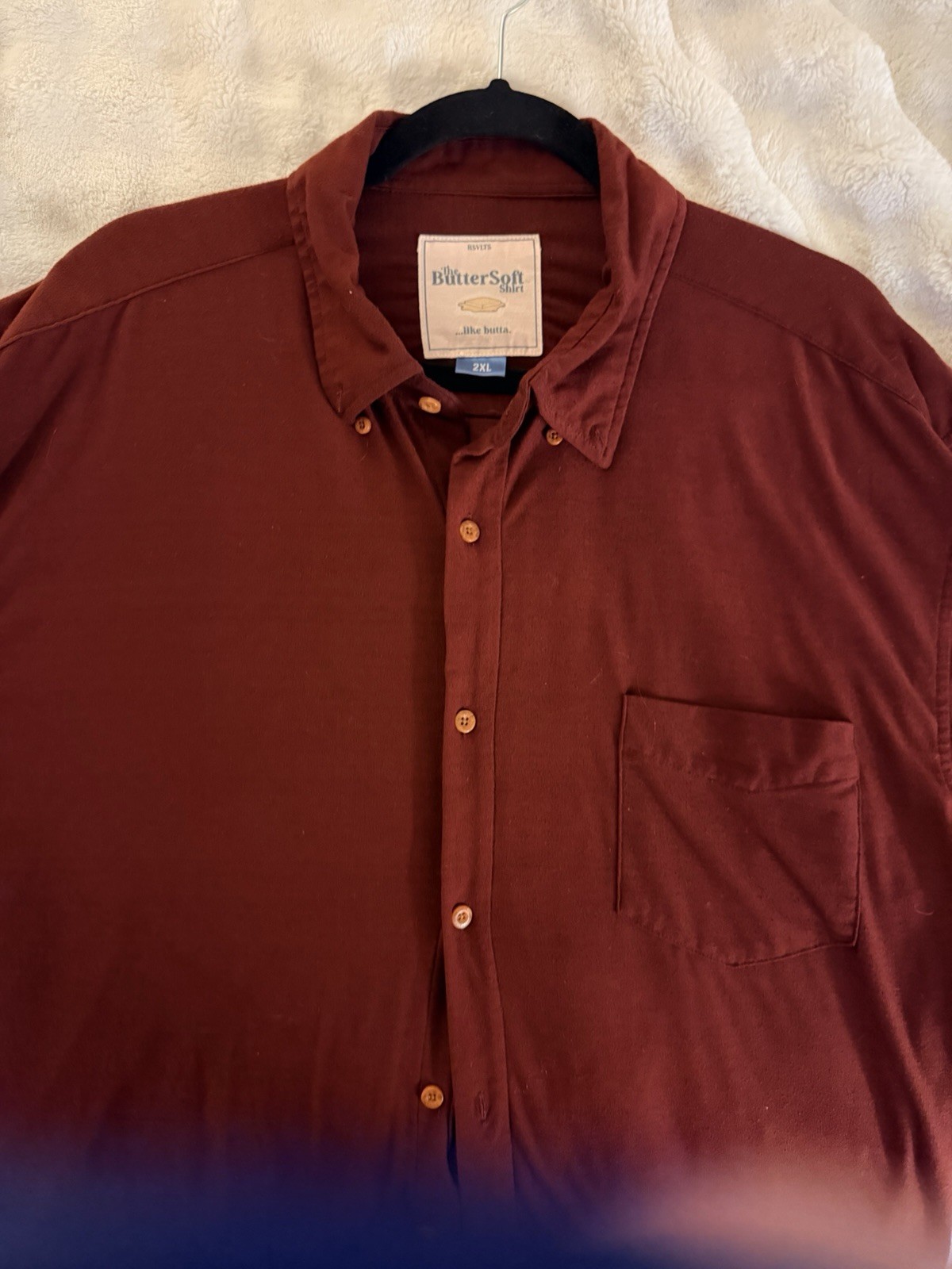 ButterSoft Shirt Men's Brown 2XL Button-Up Long Sleeve Cotton Pocket Woven
