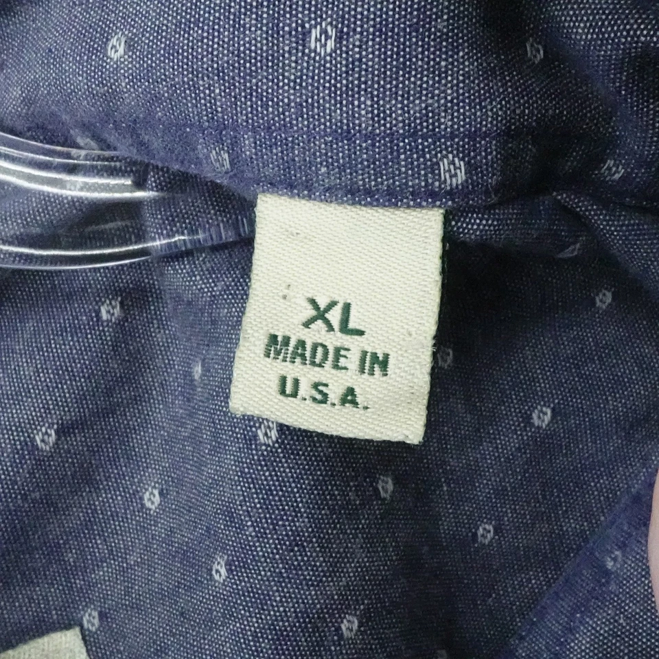 Gitman Bros Shirt Mens XL Blue Popover Long Sleeve Polka Dot Made in USA - Image 4 of 4