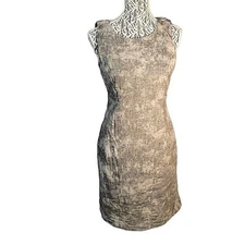 CALVIN KLEIN Sleeveless Sheath Dress Neutral Tones Textured Career Cocktail  6