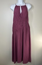 Moulinette Soeurs Dress Women Sz 6 Maroon Juniper Halter Midi Smocked Event