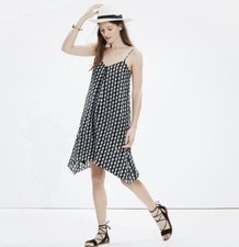 MADEWELL Women  s XS 100 Silk Black Floral Trapeze Cami Dress in Bloomstamp