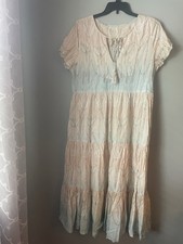 Be Boho Dress Large Maxi Textured Knit Sheer Flowy Beachy Hippie