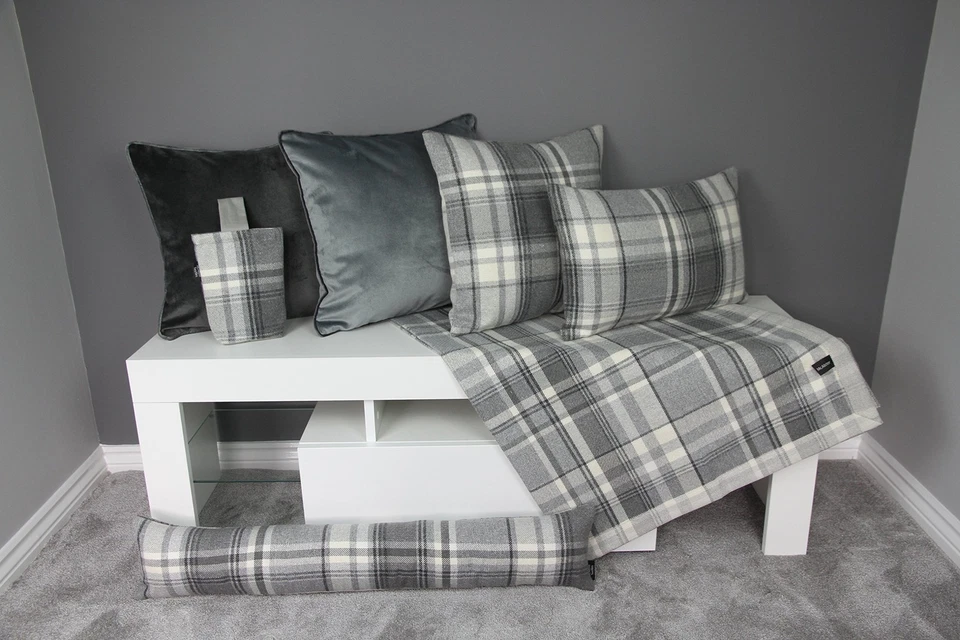 Charcoal Gray Heritage Tartan Decorative Throw Pillow Cover Case 17 x 17 Inch... - Image 4 of 4