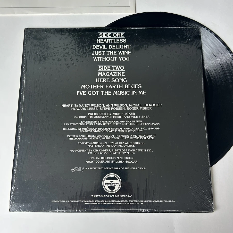 Original 1978 Heart Magazine LP Complete WSleeve! Mushroom In Shrink! EX/EX Foto 4 de 4