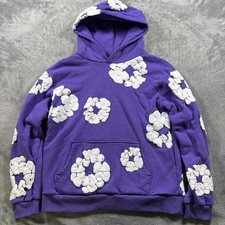 Denim Tears Cotton Wreath Sweatshirt Youth Large Purple Floral Kangaroo Hooded