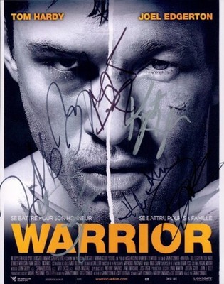 WARRIOR CAST AUTO #TOM HARDY + JOEL EDGERTON + FRANK GRILLO + 5# +  UACC COA