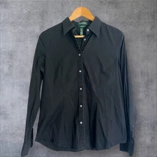 Lauren Ralph Lauren Slim Fit Knit Cotton Oxford Shirt Black Size 12