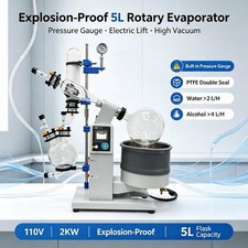 5l Anti-explosion Rotary Evaporator W Pressure Gauge Electric Lift Ptfe Seal