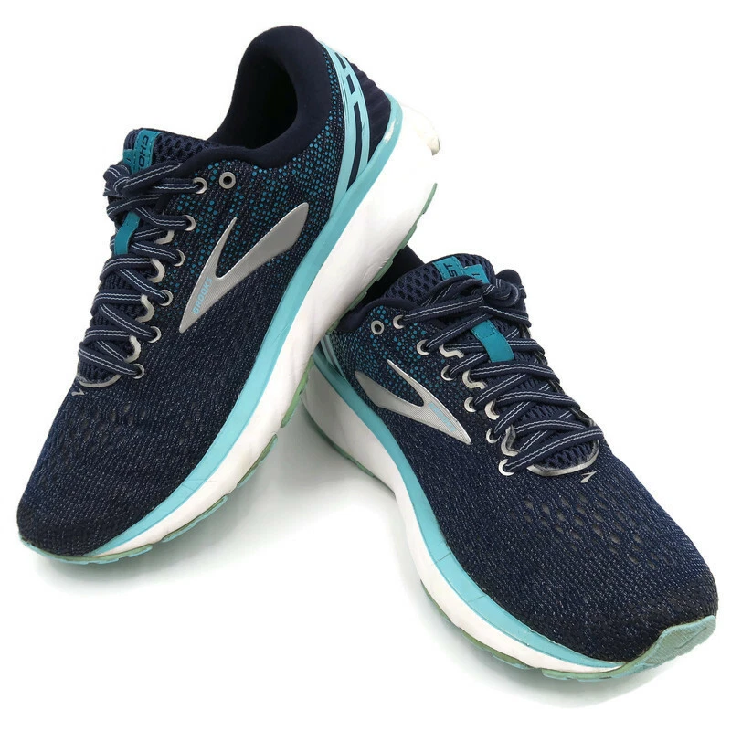 Brooks Ghost 11 Womens 9.5B Navy Blue Lace Up Mesh Running Shoes 1202771B493