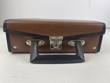 Vintage 12 Cassette Tape Travel Carrying Suitcase Handle Faux Brown Leather
