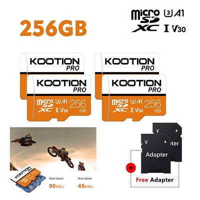 4Pack 256GB Micro SD Card SDXC UHS-I TF Memory Card U3 Class 10 For Camera/Phone
