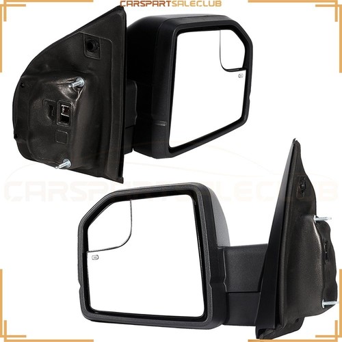 Pair Mirrors Manual Fold Power Heated Turn Signal For 2015-2020 Ford F-150 - Picture 2 of 9