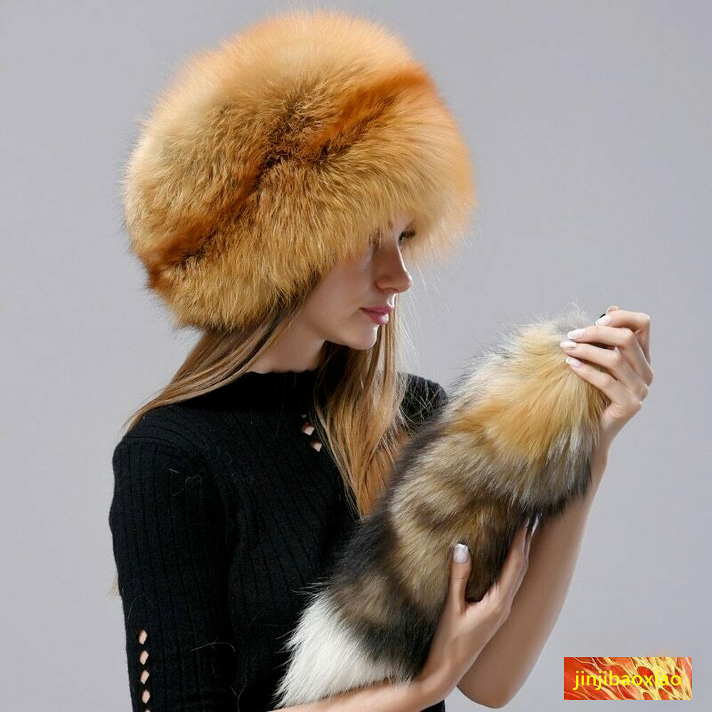 Women Winter Warm Fluffy Popular Style Female Tail Fashion Red Fox