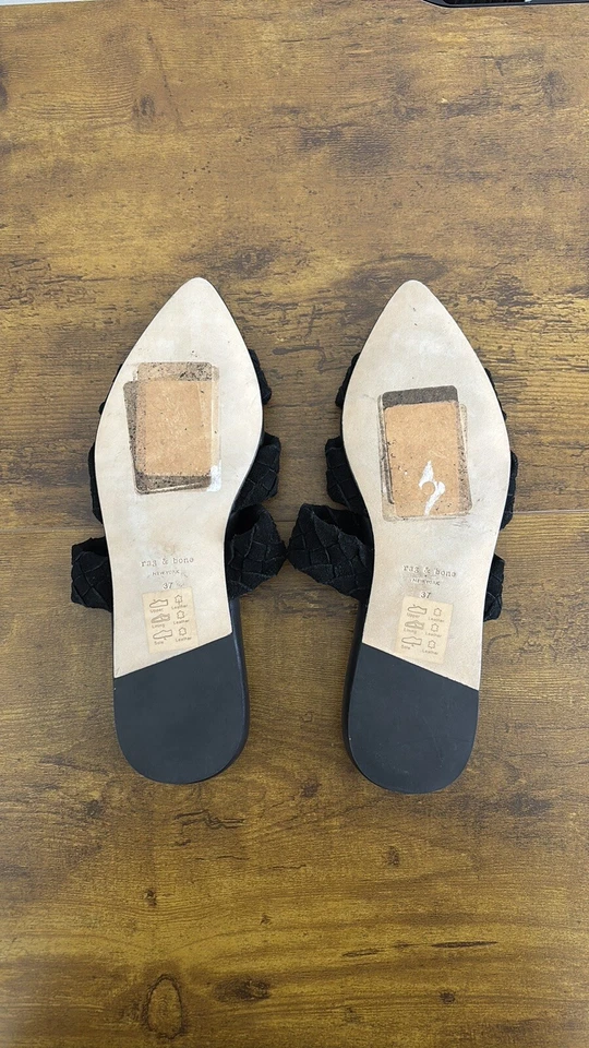 NWOT Rag & Bone Lewis Woven Suede Sandal Women's 7 Black/ EU 37 Pointed Toe - Image 3 of 4