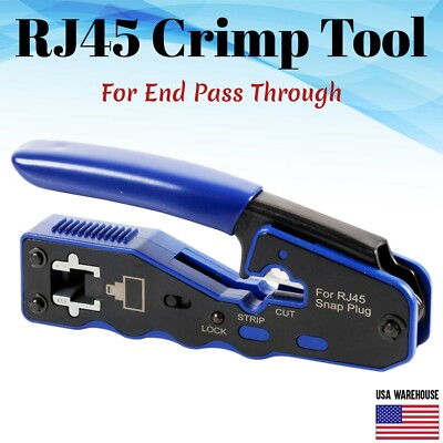 RJ45 Crimp Tool for End Pass Through Cutter Cat6 Cat5 Cat5e 8P8C Plugs Connector