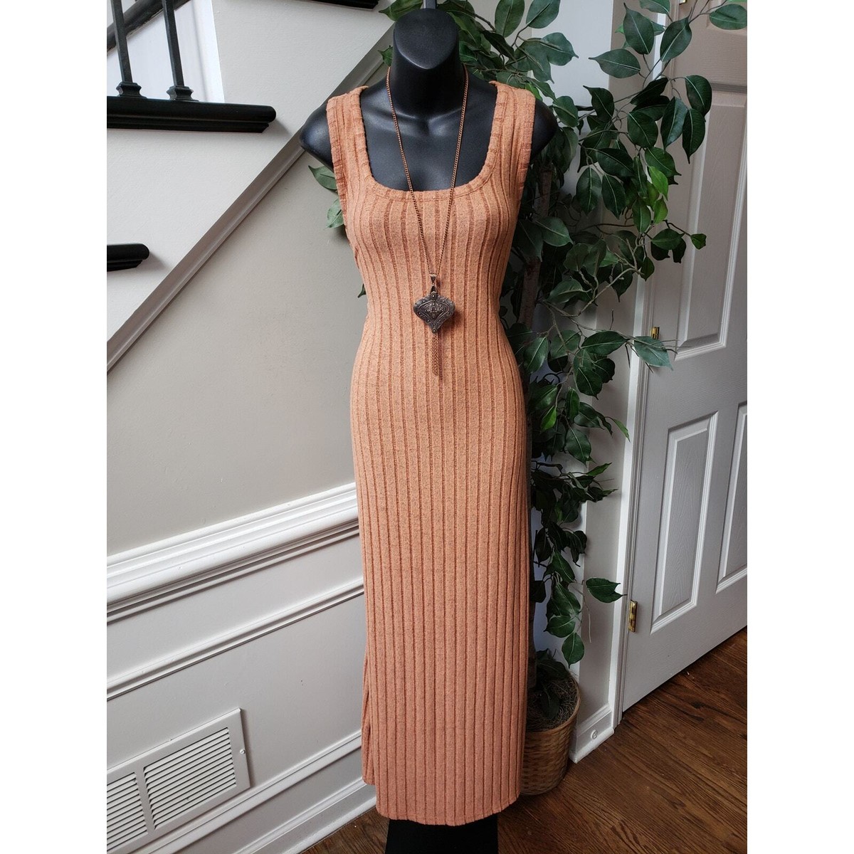 SHEIN Curve Long Maxi Dress Women's 2XL Ribbed Mermaid Hem Tank Maxi Scoop  Neck