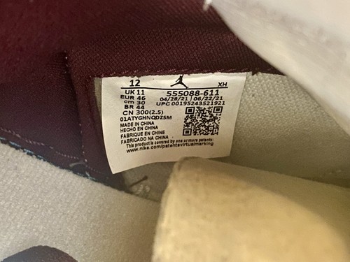 Jordan 1 High Retro Bordeaux 12 Brand New DS 555088-611 Authentic Perfect W/ Box - Picture 13 of 20