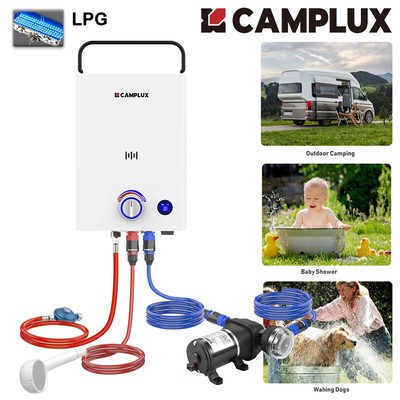 CAMPLUX Durchlauferhitzer LPG, ohne/mit Wasserpumpe, 37/50 mbar, 10 L/min, 20 kW