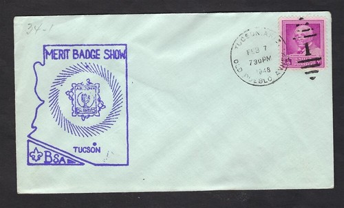 1948 Boy Scouts Tucson Ariz Merit Badge blue envelope