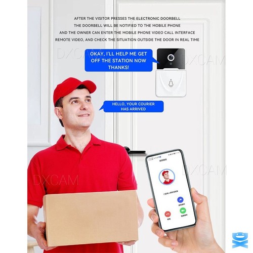 Wifi Smart Doorbell Wireless Security Intercom Video Camera Chime Door Bell Ring - Picture 2 of 9