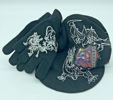 Bakugan Battle Brawlers Anime Dragons Black Knit Hat Cap W/ Brim Gloves SEGA Kid