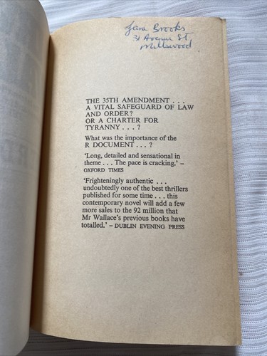 The R Document Irving Wallace Paperback 1977 Thriller - Picture 8 of 9