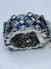 Beautiful BLUE CZ Rhodium Plated Ring