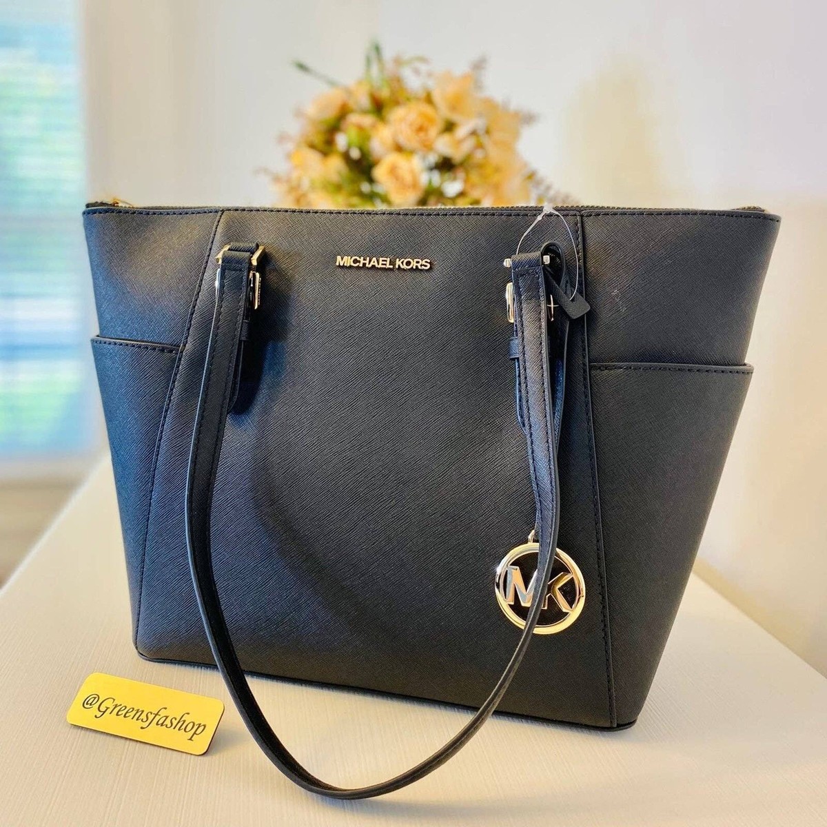Michael Kors Charlotte Top Zip Tote shoulder bag black | eBay