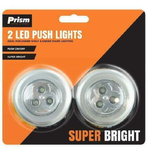 🔥2x 3 LED Touch Push On Off Light Self Stick On Click Battery Button Light Home - Picture 1 of 10