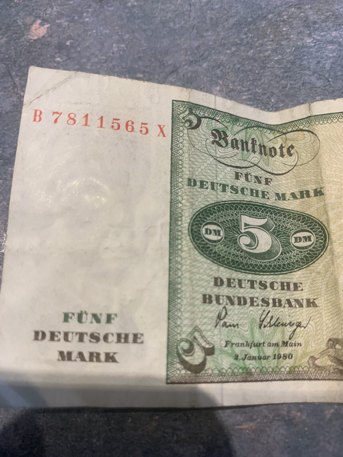 5 Markschein 1980 BRD,Seriennummer.B7811565X,Geldschein,Währung,grün,Banknote eBay