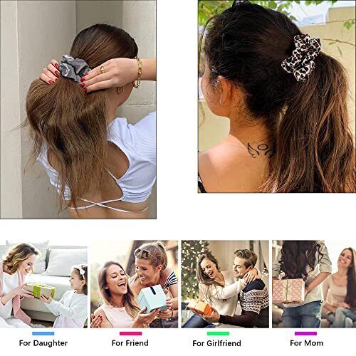 Corbatas para cabello crujientes para niñas mujeres bandas elásticas soporte cola de caballo BPGLeopardo - Imagen 5 de 7