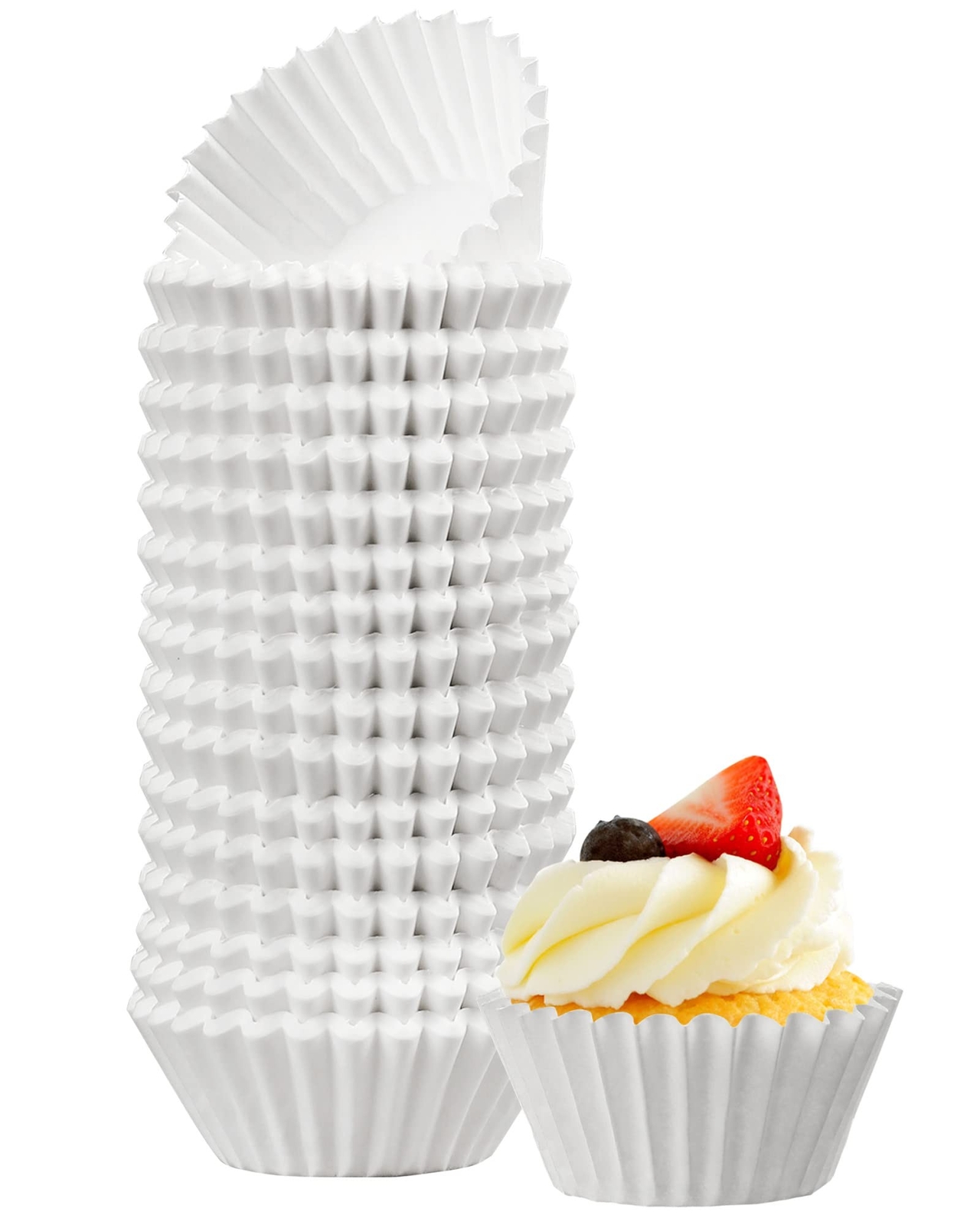 LotFancy 500pcs White Mini Cupcake Liners No Smell Greaseproof Baking Cups