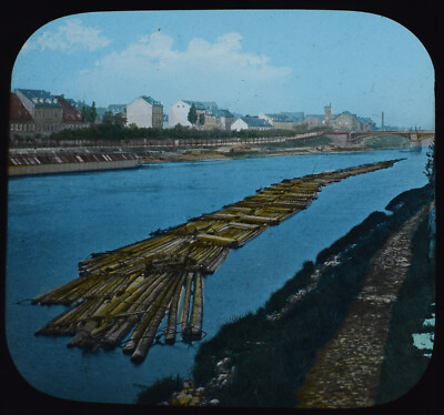 FLOSS AM NECKAR BEI HEIDELBERG DEUTSCHLAND UM 1887 GETÖNT Zauberlaternendia FOTO