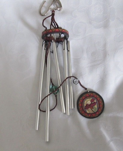 NEW FIMO Wind Chimes Red Flower  Design Wind Catcher  by Seventh Sense New/Tag - Afbeelding 1 van 5