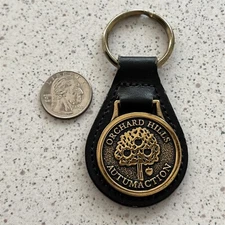 Orchard Hills Autumaction Black Faux Leather Keychain Key Ring #46446